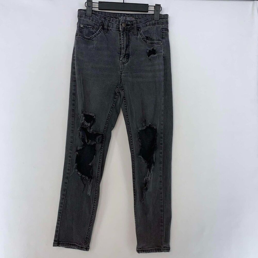 Wild Fable High-Rise Black Distressed Mom Jeans Women's Size 00